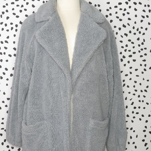 Free People Blue Tessa Teddy Sherpa Oversized Longline Coat - Picture 6 of 12